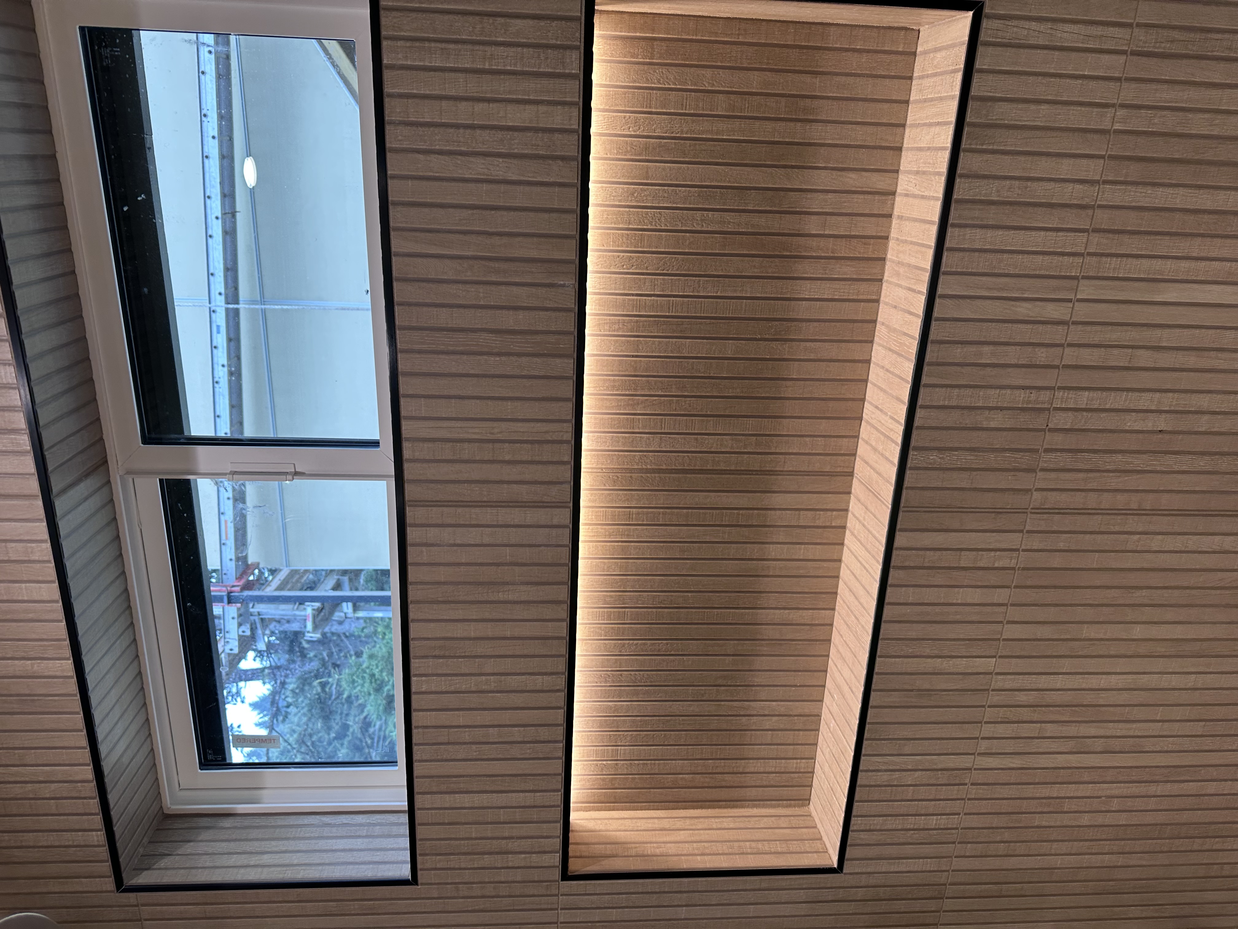 Custom bathroom wall niche with integrated LED lighting